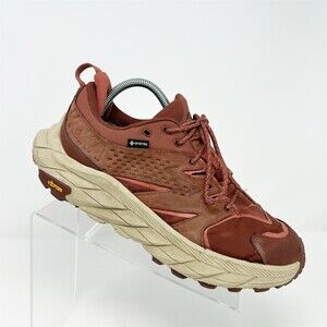 HOKA Anacapa Low GTX Womens Hiking Trail Shoes Brown/Red Waterproof Size 10.5